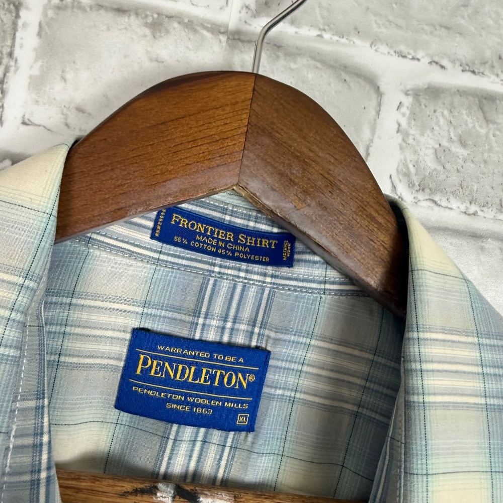Pendleton Frontier Light Blue Plaid Polyester Ble… - image 3